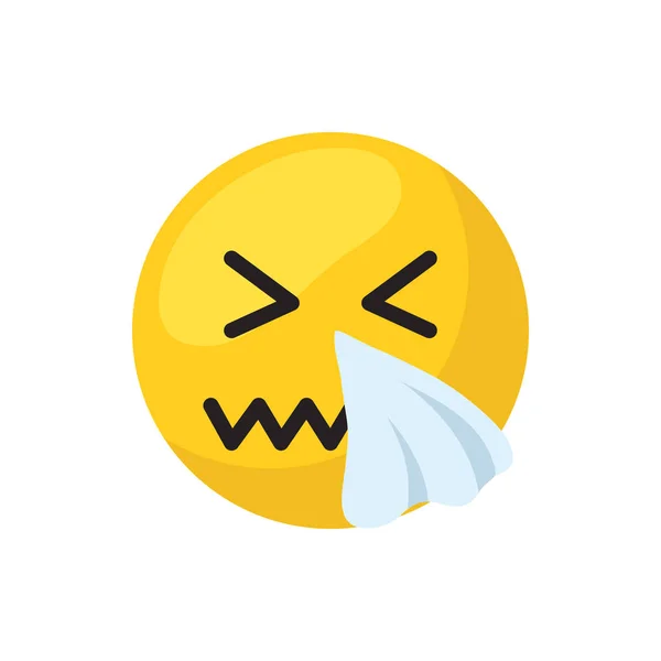 Sick emoji face flat style icon vector design — ストックベクタ