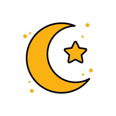 Ramadan moon and star line and fill style icon vector design