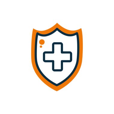 Cross inside shield half line half color style icon vector design