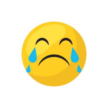 Crying emoji face flat style icon vector design