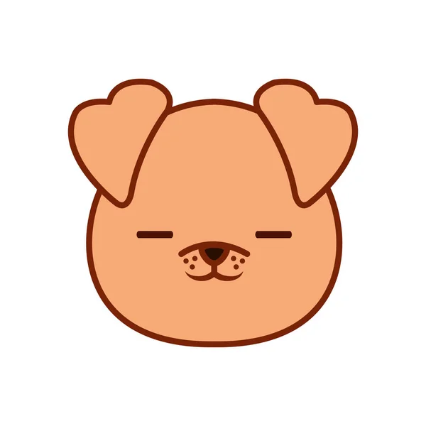 Cute kawaii cão linha dos desenhos animados e estilo de preenchimento ícone vetor design — Vetor de Stock
