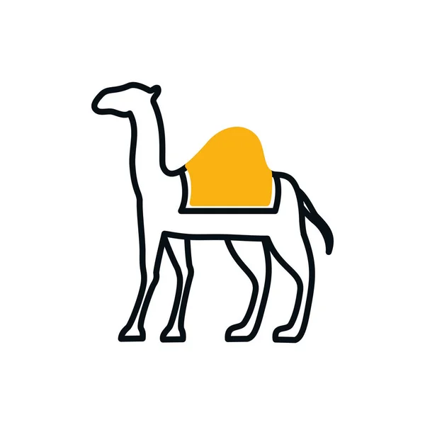 Cute camelo meia linha meia cor estilo ícone vetor design — Vetor de Stock