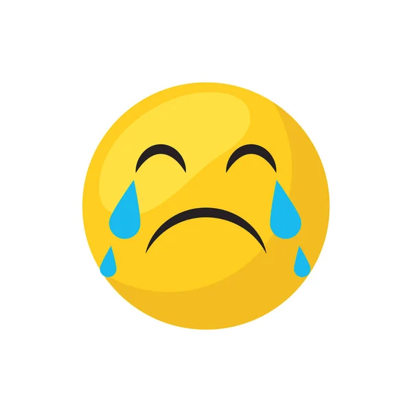 Crying emoji face flat style icon vector design — Stock Vector