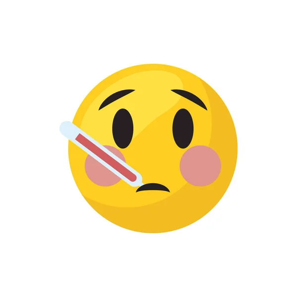 Enfermo emoji cara plana icono de estilo diseño de vectores — Vector de stock