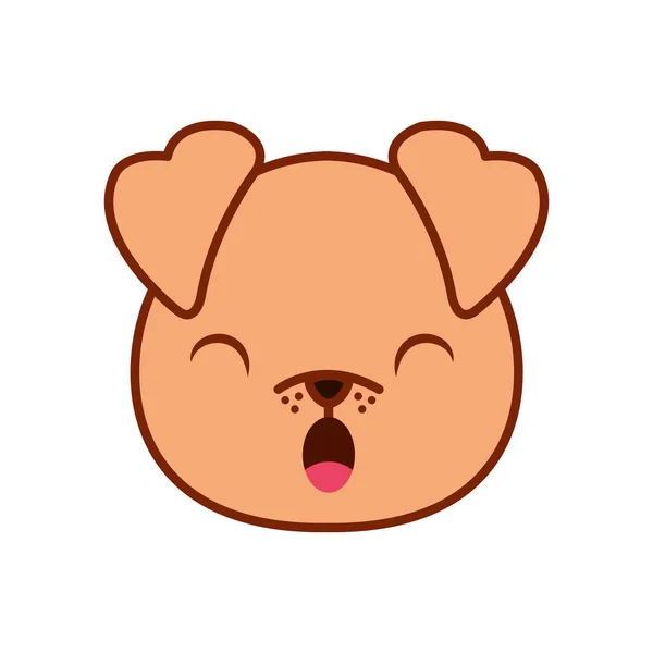 Cute kawaii dog cartoon line and fill style icon vector design — Stok Vektör