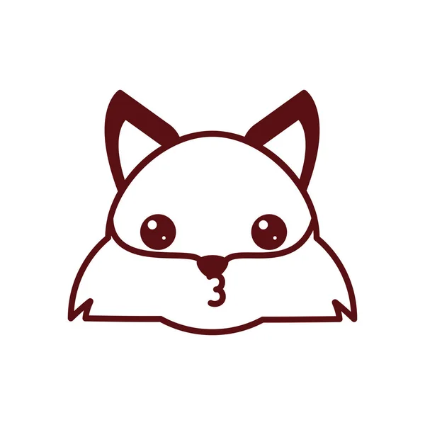 Cute kawaii fox cartoon line style icon vector design — Stock vektor