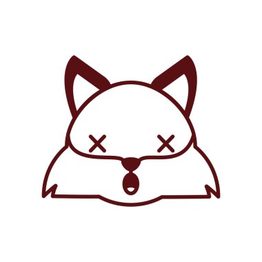 Cute kawaii fox cartoon line style icon vector design