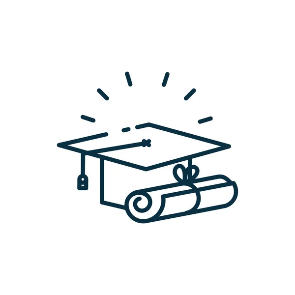 Isolated graduation cap and diplom line style icon vector design — ストックベクタ