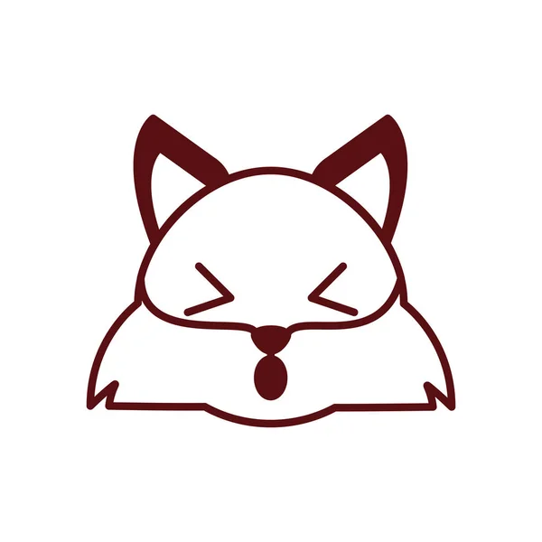 Cute kawaii fox cartoon line style icon vector design — Stock vektor