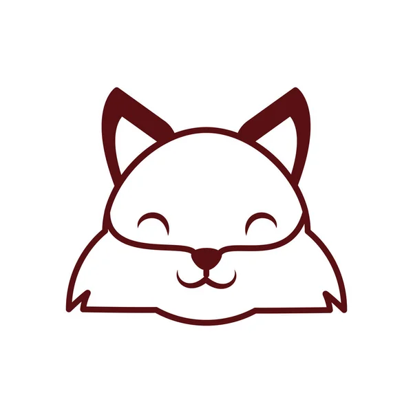 Cute kawaii fox cartoon line style icon vector design — Stock vektor