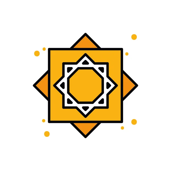 Línea de estrella islámica y diseño de vectores de icono de estilo de relleno — Vector de stock