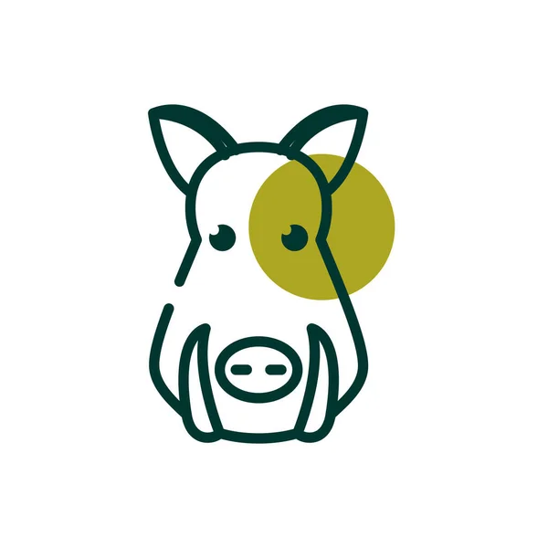Pig half line half color style icon vector design — ストックベクタ