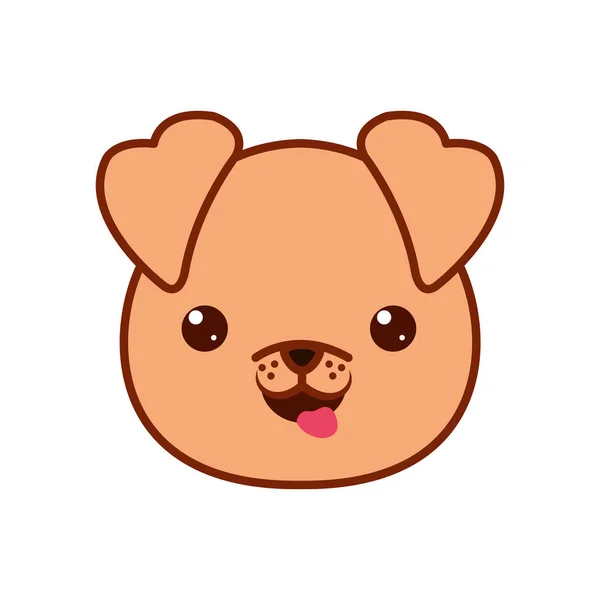 Cute kawaii dog cartoon line and fill style icon vector design — Stok Vektör