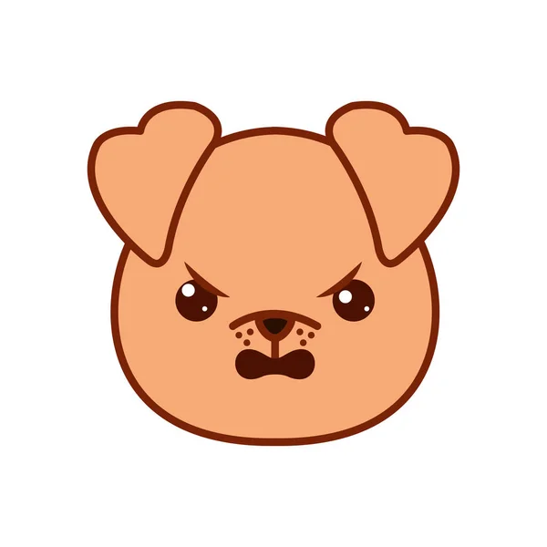 Cute kawaii dog cartoon line and fill style icon vector design — Stok Vektör