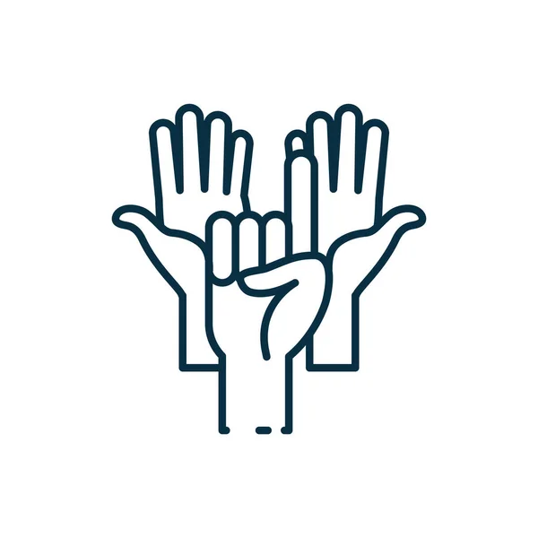 Isolated sign with hands line style icon vector design — ストックベクタ
