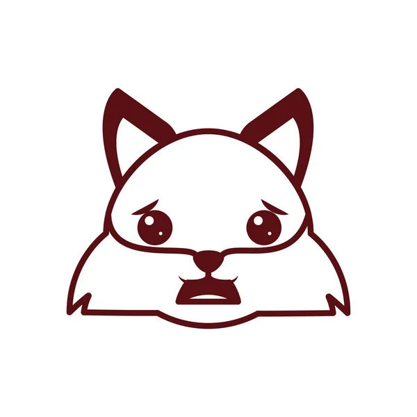 Cute kawaii fox cartoon line style icon vector design — Stock vektor