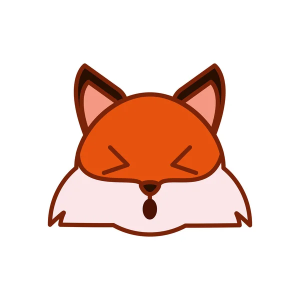 Bonito kawaii Fox linha dos desenhos animados e design de vetor ícone de estilo de preenchimento —  Vetores de Stock