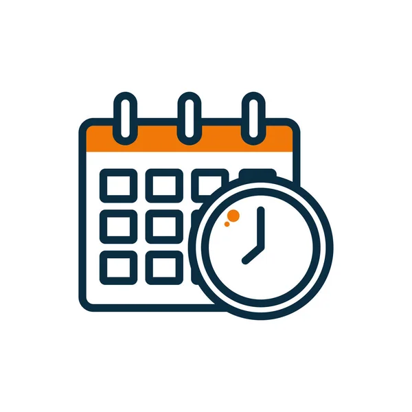 Isolated calendar and clock half line half color style icon vector design — Wektor stockowy