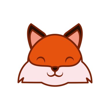 Cute kawaii fox cartoon line and fill style icon vector design