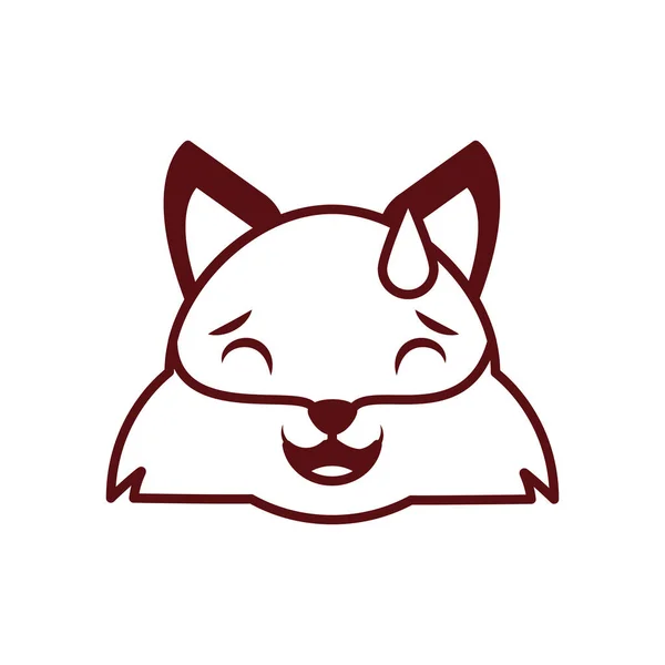 Cute kawaii fox cartoon line style icon vector design — Stock Vector