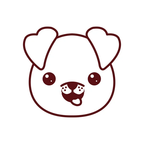 Cute kawaii dog cartoon line style icon vector design — Stock vektor