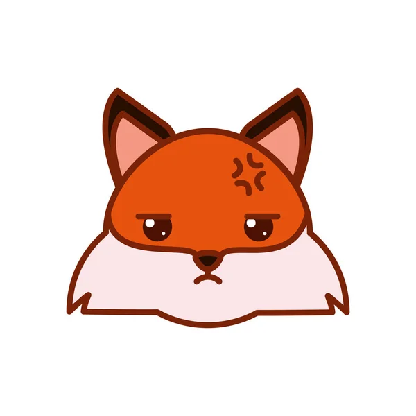 Cute kawaii fox cartoon line and fill style icon vector design — Stok Vektör