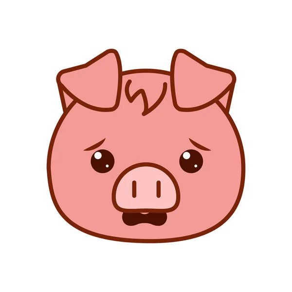 Cute kawaii pig cartoon line and fill style icon vector design — Stockvector