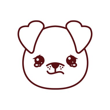 Cute kawaii dog cartoon crying line style icon vector design