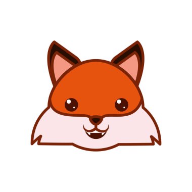 Cute kawaii fox cartoon line and fill style icon vector design