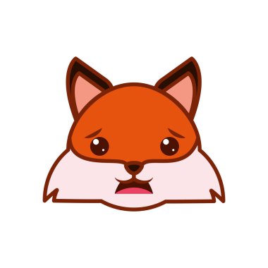 Cute kawaii fox cartoon line and fill style icon vector design