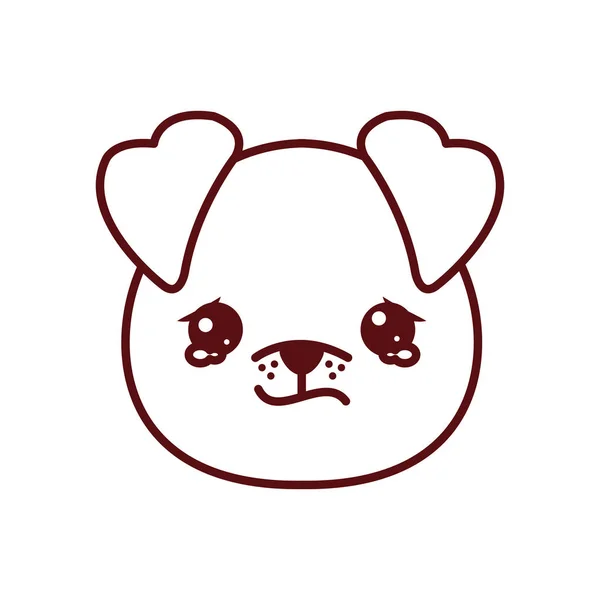 Cute kawaii dog cartoon crying line style icon vector design — Stock vektor