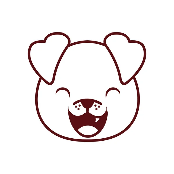 Cute kawaii dog cartoon line style icon vector design — Stockový vektor