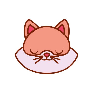 Cute kawaii cat cartoon line and fill style icon vector design