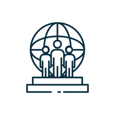 Isolated global sphere and avatars line style icon vector design