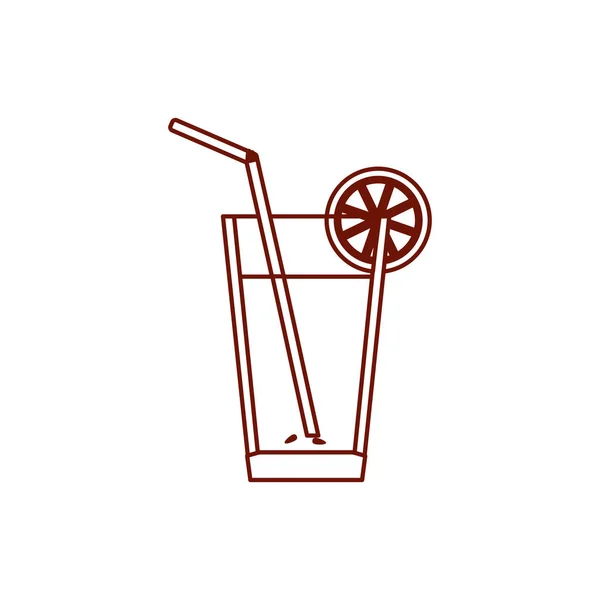 Aislado zumo de naranja de vidrio línea de bebidas estilo icono diseño vectorial — Vector de stock