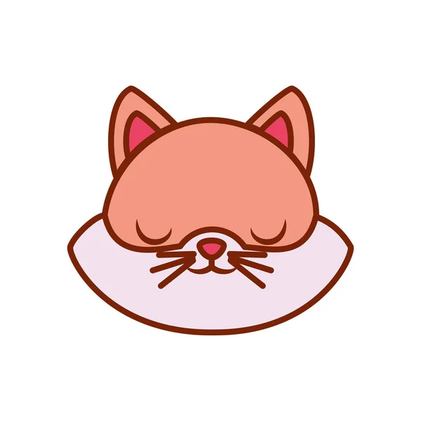 Linha de desenho animado bonito gato kawaii e design de vetor ícone de estilo de preenchimento — Vetor de Stock