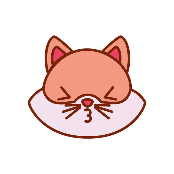 Cute kawaii cat cartoon line and fill style icon vector design — Stockvektor