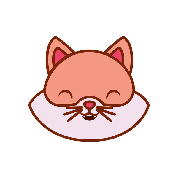 Cute kawaii cat cartoon line and fill style icon vector design — Stock vektor