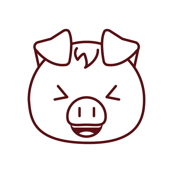 Cute kawaii pig cartoon line style icon vector design — 스톡 벡터