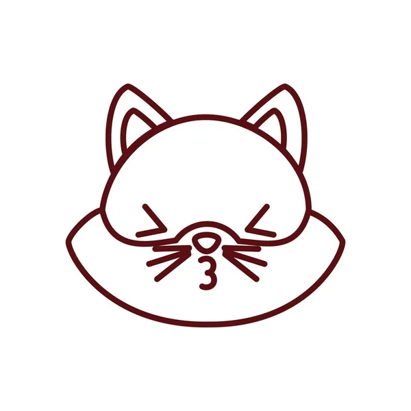 Cute kawaii cat cartoon line style icon vector design — Stock vektor