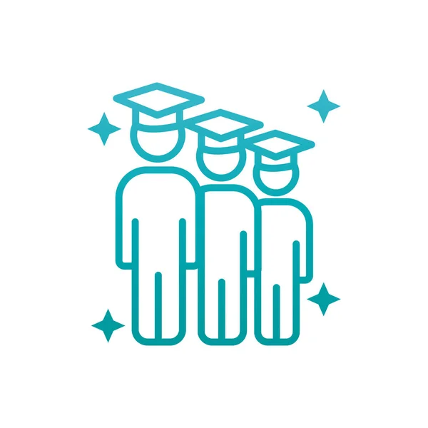 Isolated avatars with graduation caps gradient style icon vector design — Wektor stockowy