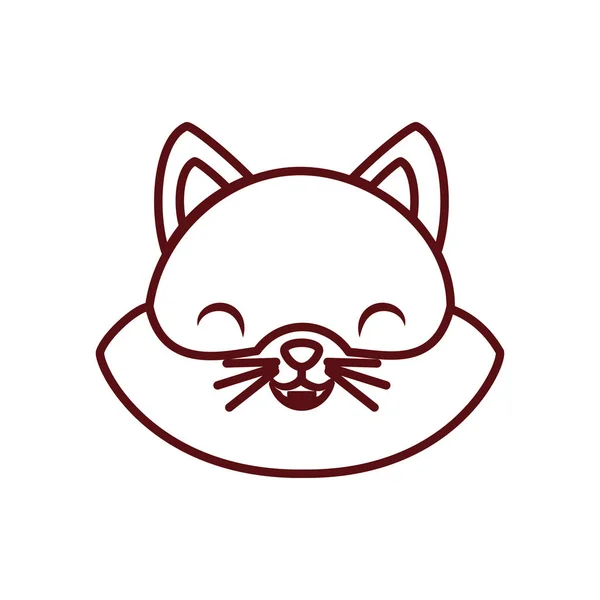 Cute kawaii cat cartoon line style icon vector design — Stock vektor