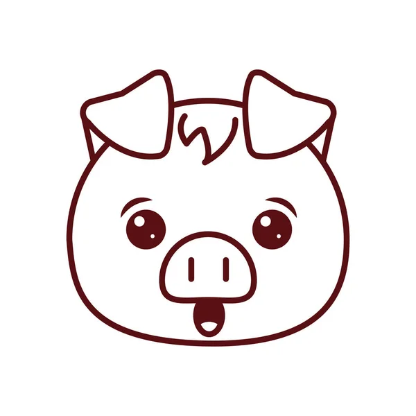 Cute kawaii pig cartoon line style icon vector design — ストックベクタ