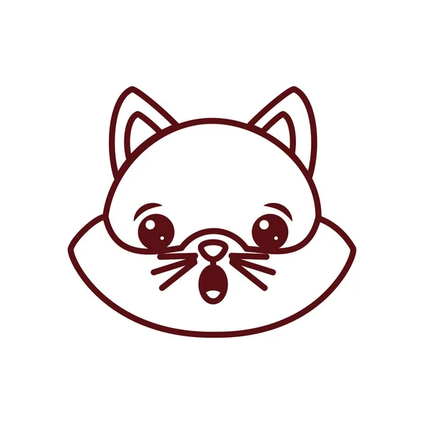 Cute kawaii cat cartoon line style icon vector design — Stock vektor