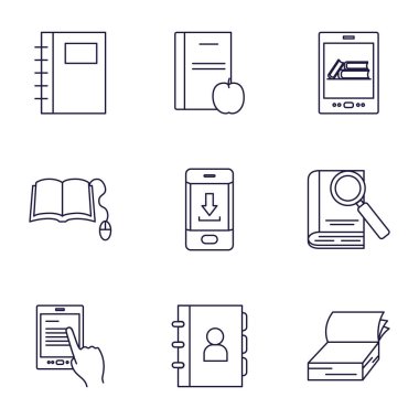 Isolated books line style icon set vector design