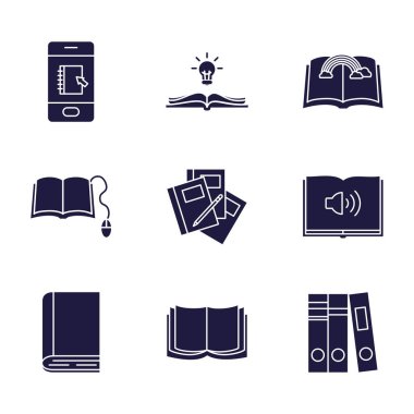 Isolated books silhouette style icon set vector design