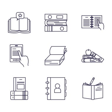 Isolated books line style icon set vector design