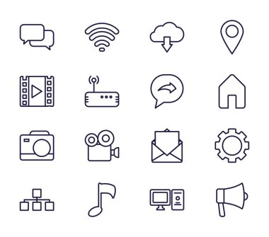 Isolated social media line style icon set vector design