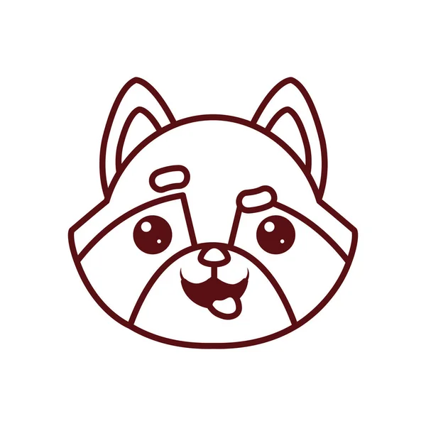 Cute kawaii raccoon cartoon line style icon vector design — Stock vektor