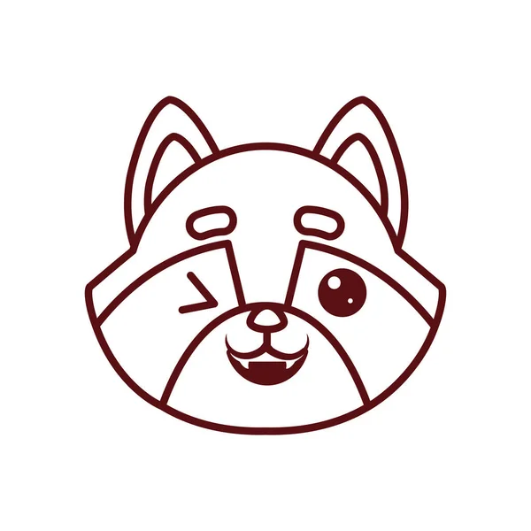 Cute kawaii raccoon cartoon line style icon vector design — Stock Vector